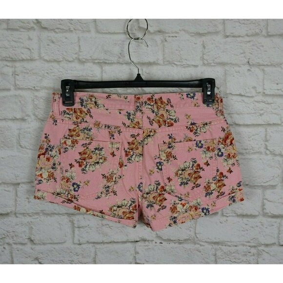 💰3/$25 Forever 21 Women's Floral Denim Jean Shorts Button Fly Pink Festival 30 - Picture 4 of 12